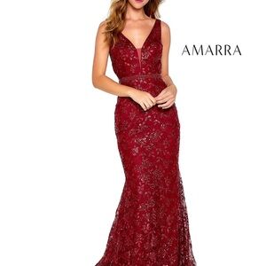 Amarra formal gown.  Wine. Size 4 Mermaid Prom Wedding Gala dress